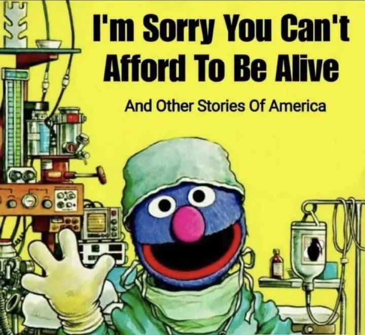 A cartoon image shows Grover from Sesame Street dressed as a surgeon in green scrubs and cap, smiling cheerfully while…