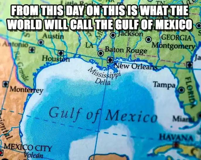 A close-up map image shows the Gulf of Mexico labeled in black text, surrounded by U.S. states like Louisiana, Texas, and…