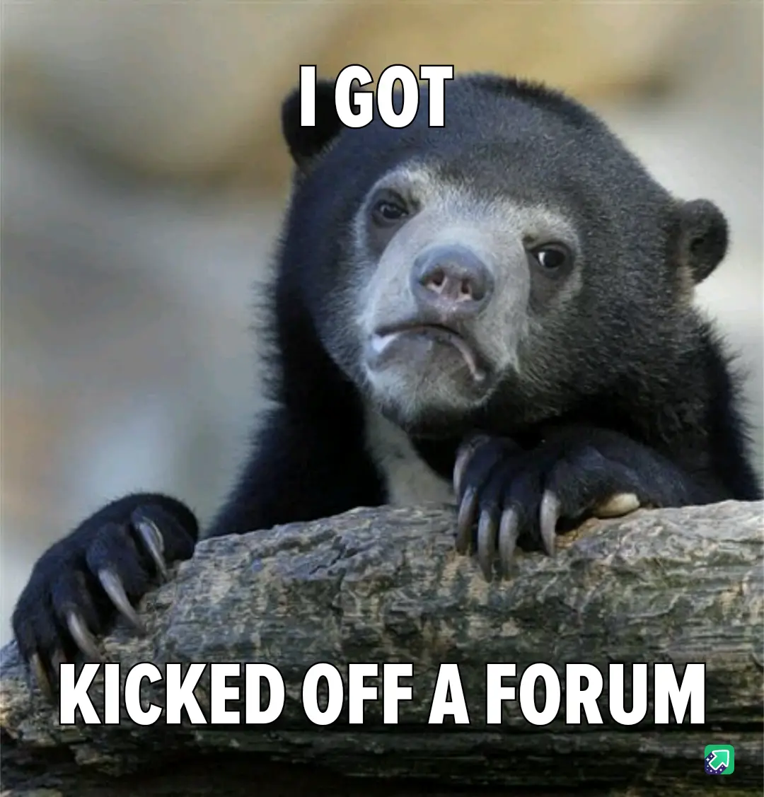 A close-up photo of a sloth bear with a sad, resigned expression, resting its paws on a log. White bold text overlaid on the…