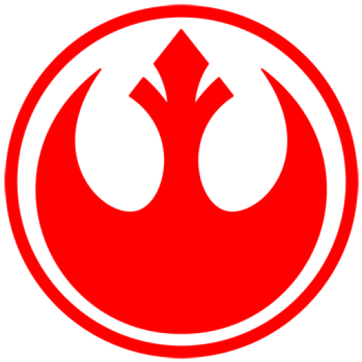 a red circular logo with a black center featuring two curved shapes resembling wings or horns flanking a central…