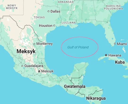 A map of North America and Central America with labels in Polish, such as 'Meksyk' for Mexico and 'Gwatemala' for Guatemala…