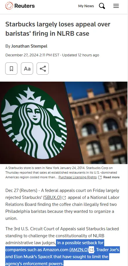 Starbucks Faces Backlash After Barista Firings in NLRB Case