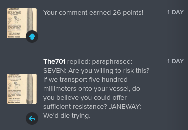 A screenshot of a Reddit comment thread showing a user's comment earning 26 points. The reply, attributed to 'The701', is a…