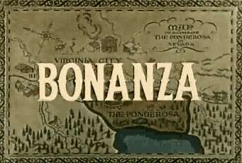 An old-style map shows a location labeled 'Virginia City' and 'The Ponderosa Ranch' with a large, bold title 'BONANZA'…