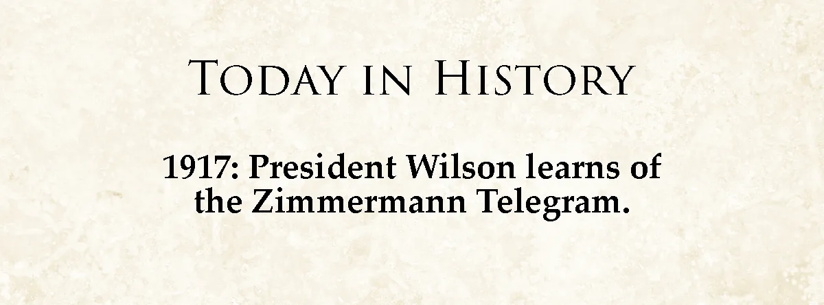 The image displays a beige, parchment-textured background with black serif text. The top line reads 'TODAY IN HISTORY' and…