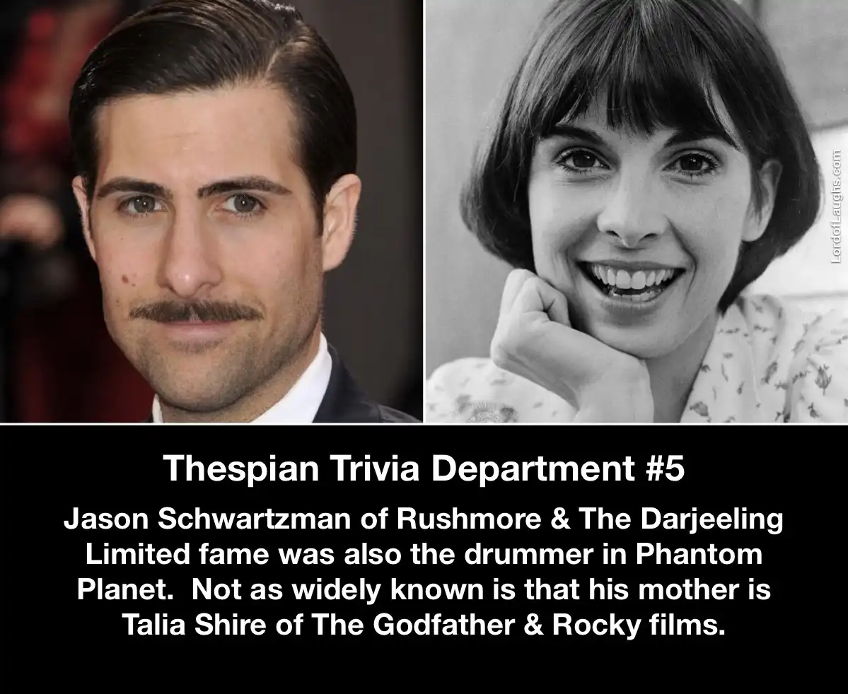 The image displays two side-by-side portraits: a color photo of actor Jason Schwartzman on the left and a black-and-white…