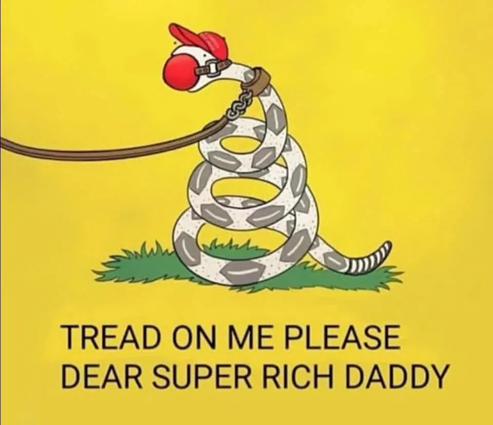 A cartoon snake with a red baseball cap and a leash attached to its head is coiled on a patch of grass against a yellow…