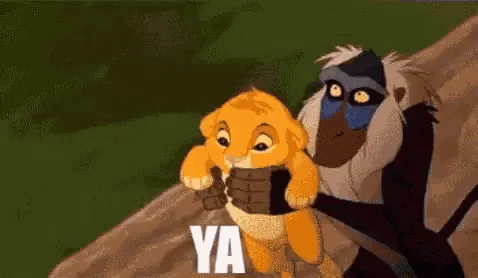 A six-panel animated GIF from 'The Lion King' shows Rafiki holding a cub, then throwing him into the air, followed by a…