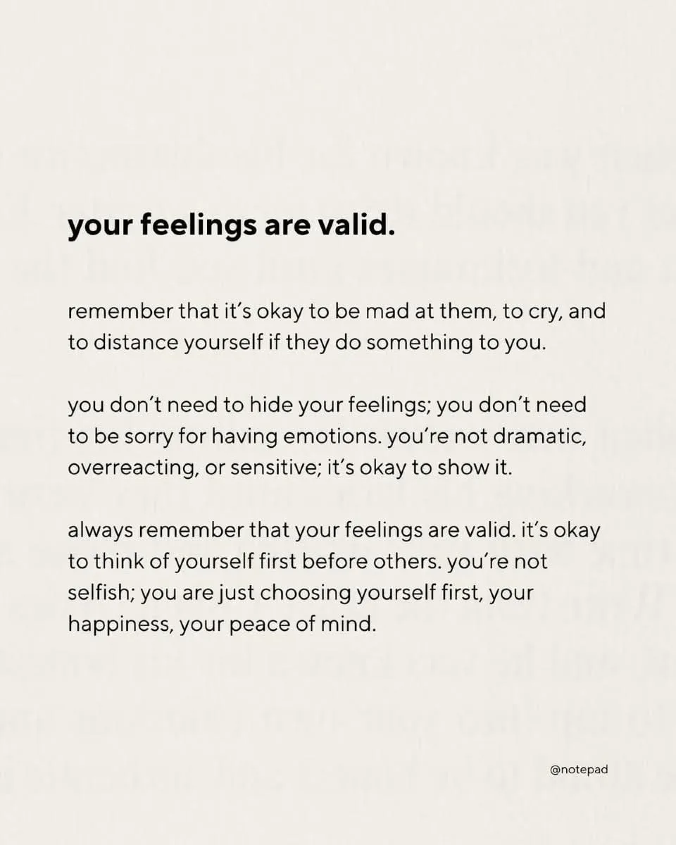 The image displays a minimalist text layout on a light beige background, featuring a motivational message about validating…
