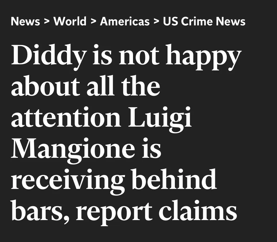 The image displays a black background with white text mimicking a news article headline. The text reads 'News > World >…
