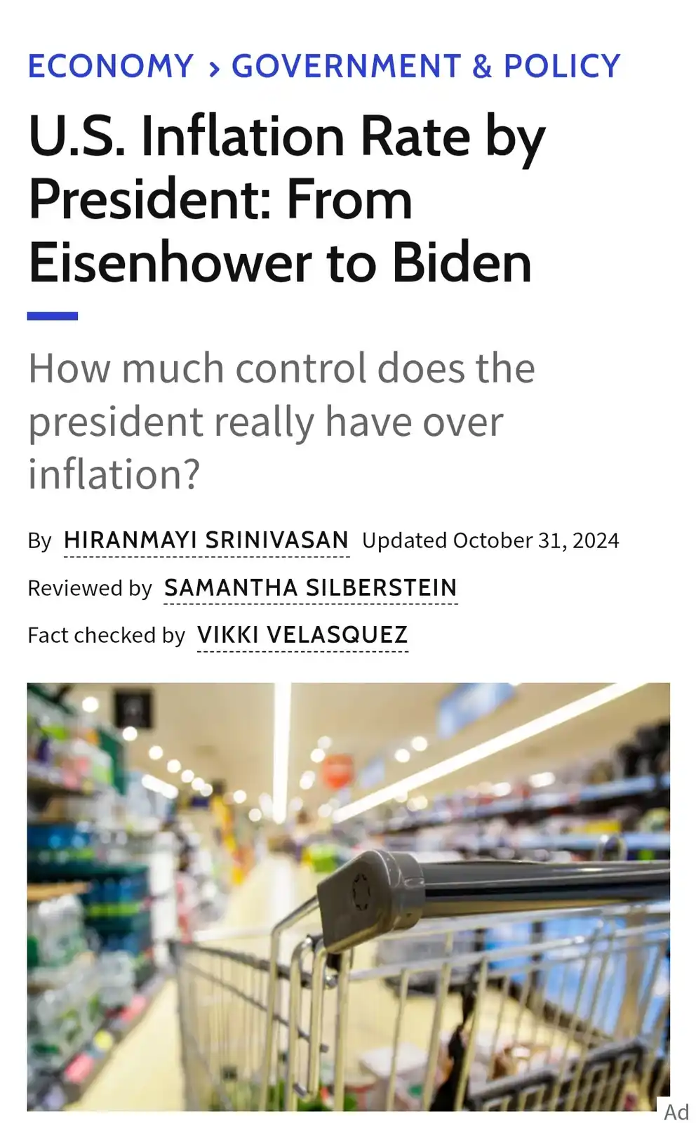 Inflation Trends by President: Let's Bring Back Eisenhower's Era