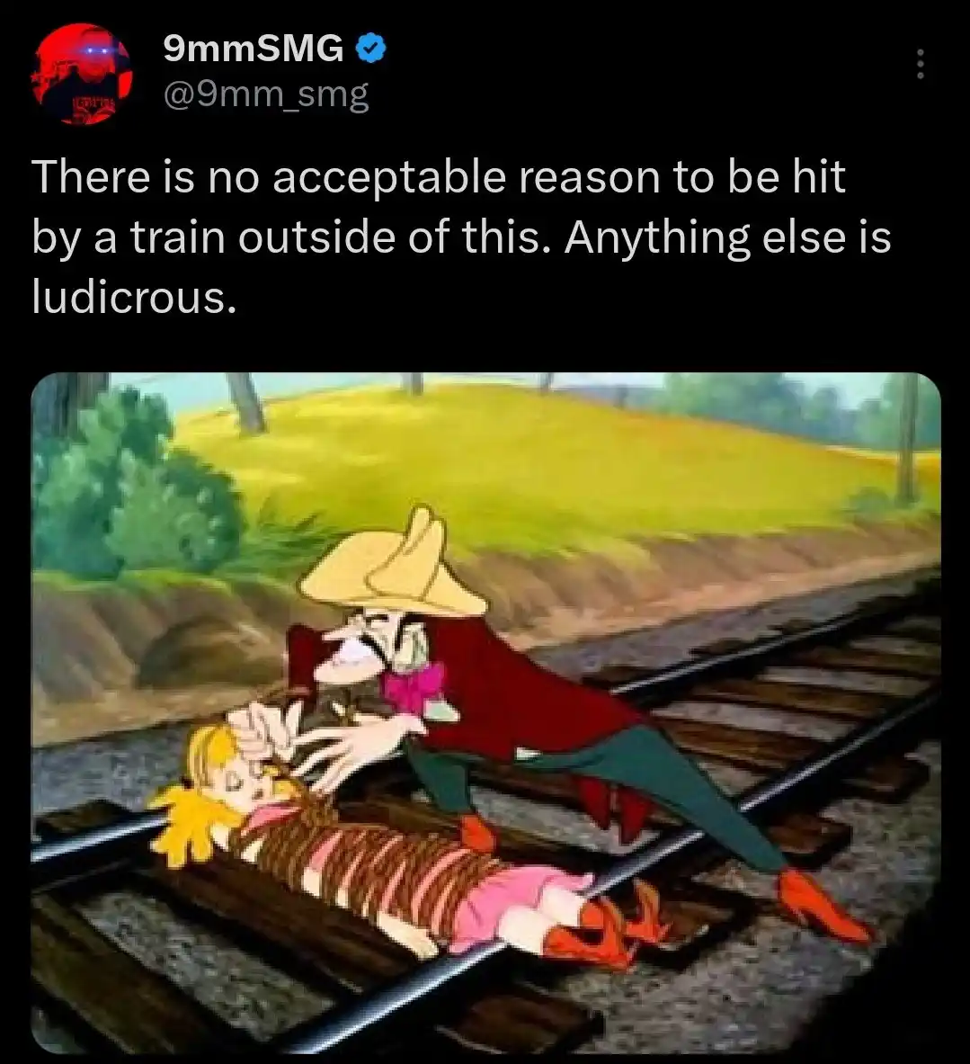 A cartoon image shows a man in a red coat and yellow hat desperately trying to pull a woman with blonde hair and pink…