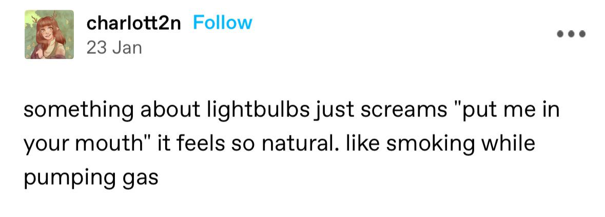 A screenshot of a social media post by user 'charlott2n' dated '23 Jan'. The post contains black text on a white background…
