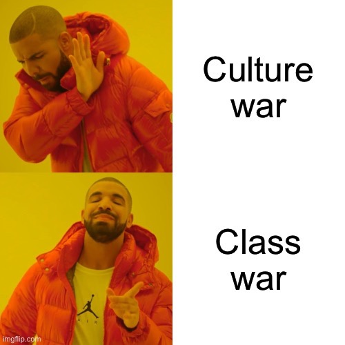 The image is split into two panels featuring the same man, Drake, in an orange puffer jacket. In the top panel, he holds his…